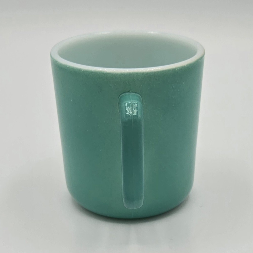 Vintage Hazel Atlas Milk Glass Cup Mug Teal Green Turquoise 3" D Handle Vtg MCM - Picture 4 of 6